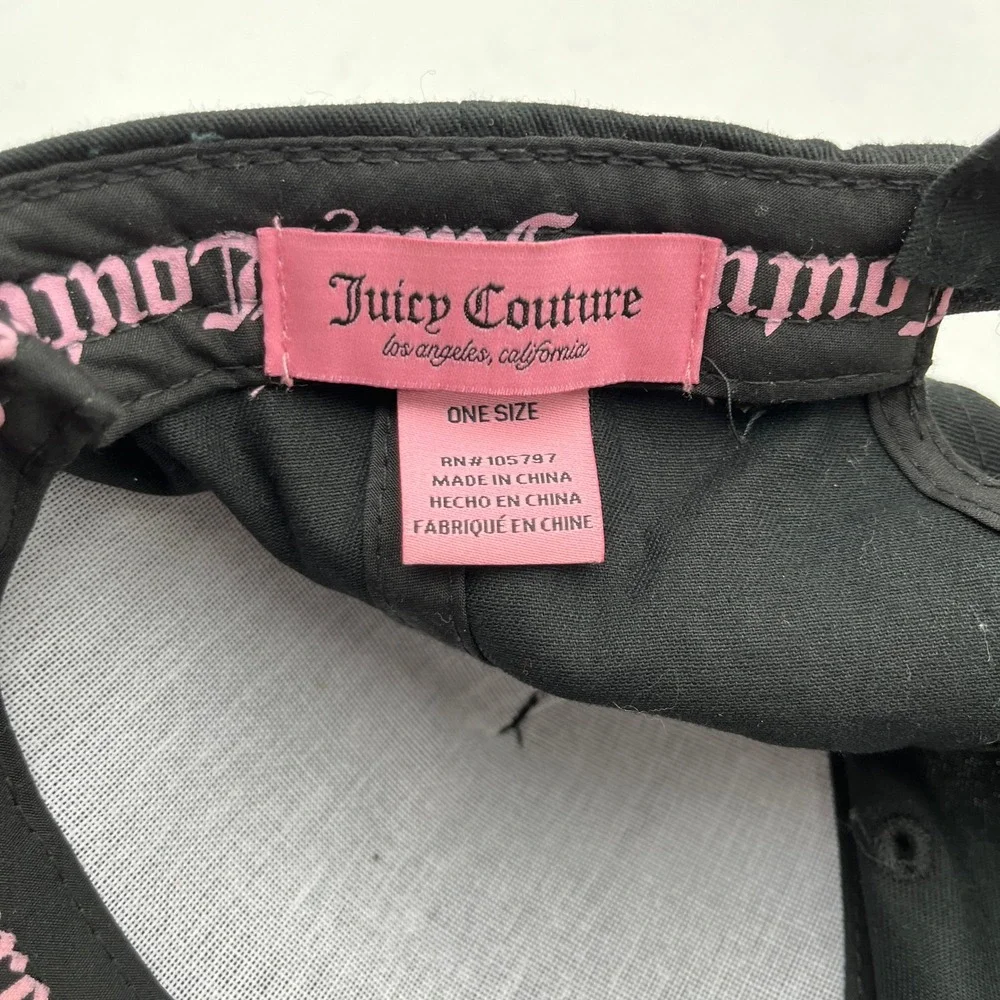 Juicy Couture Baseball Hat Rhinestone Logo Black Y2K Glam‎ Women One Size
